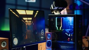 RGB lights illuminated fans on gaming computer